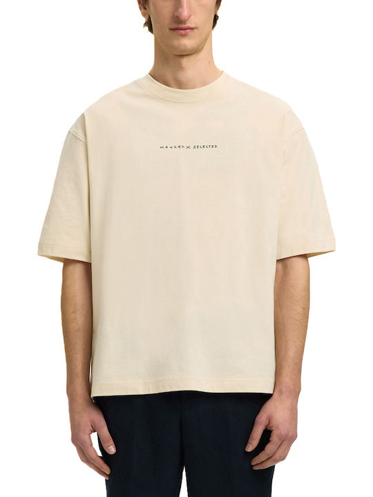 Selected Selected T-Shirts Schwarz-Beige-Blau