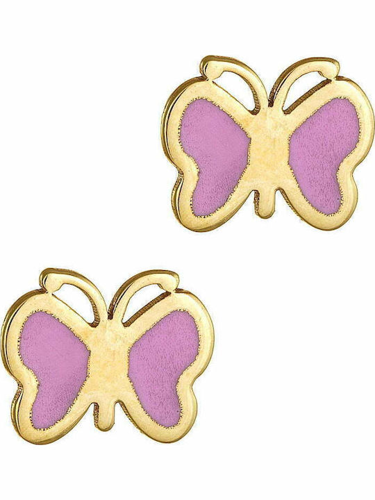 Ioannis Kosmima Kids Earrings Studs Butterflies Made of 9K Gold
