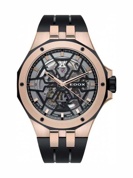 Edox Delfin Mecano Men's Watch 43mm Automatic with Black Rubber Strap