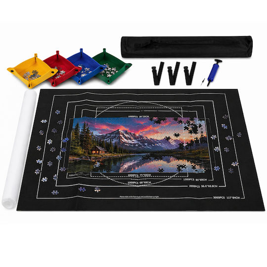 Covoraș Puzzle Zola 1500 3000 Piese Ghid Imprimat Dimensiuni 4 Recipiente de Sortare Suport Gonflabil Pompă Curele de Fixare Poliester 140 X 100 Cm