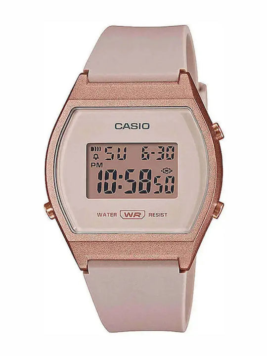 Casio Digital Womens Watch 35mm Chronograph Battery with Pink Rubber Strap