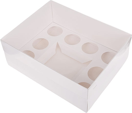 Кутия Бенто XL 33x26x13см Бяло-прозрачна Мъфини Торта