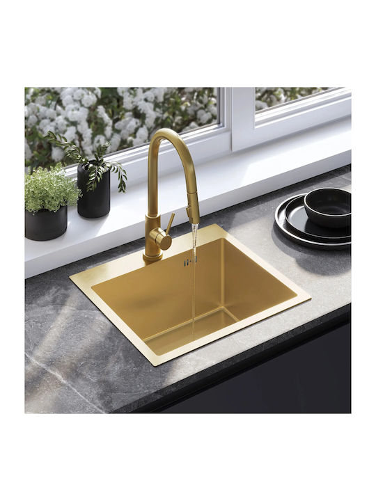 Rea Drop-In Kitchen Sink Inox Satin Finish L45xW50cm Gold