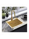 Rea Drop-In Kitchen Sink Inox Satin with Faucet L45xW50cm Gold