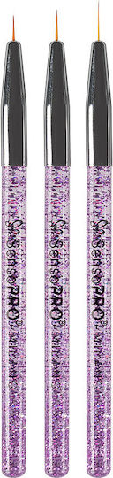 Set 3 Nagelkunst Pinsel Feine Linien Sensopro Milano Lila