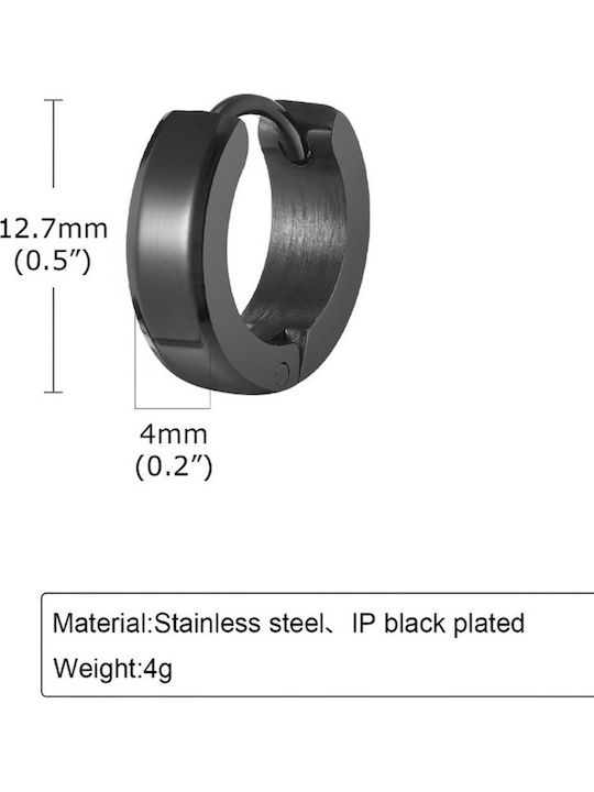 Sharks Bay Clothing Earring Hoop Steel 12.7mm Black