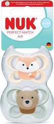 Nuk Perfect Match Air Ορθοδοντικές Πιπίλες Σιλικόνης με Θήκη για 0-2 μηνών 2τμχ