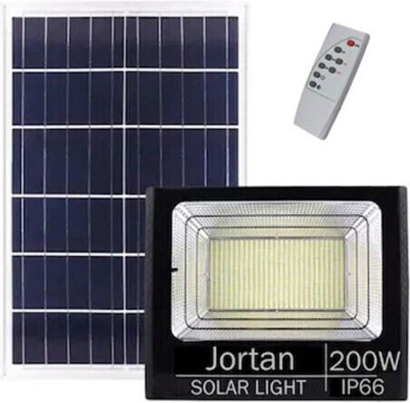 Mizoo Στεγανός Ηλιακός Προβολέας LED 200W Ψυχρό Λευκό 6500K με Τηλεχειριστήριο IP66