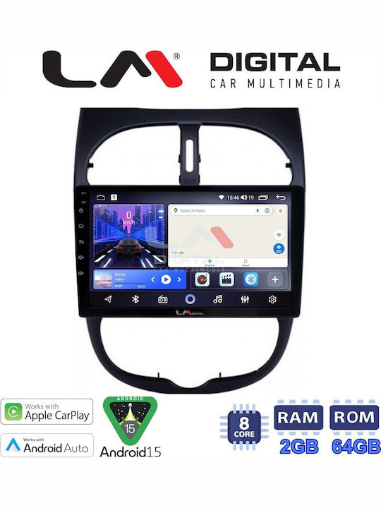 LM Digital Car Audio System for Peugeot 206 2002 2006 Bluetooth USB Wi-Fi GPS Apple CarPlay Android Auto