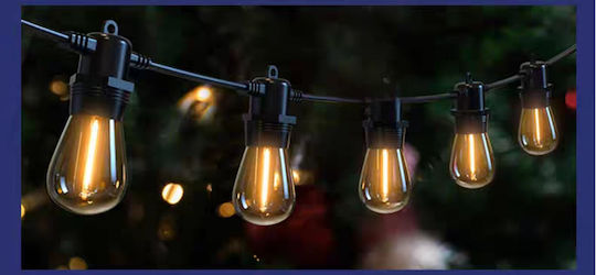 Factory Hanging Solar Light Garland Warm White With Photocell