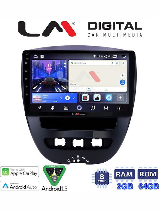 LM Digital Car Audio System for Peugeot 107 Toyota Aygo Citroen C1 2005-2014 Bluetooth USB Wi-Fi GPS Apple CarPlay Android Auto