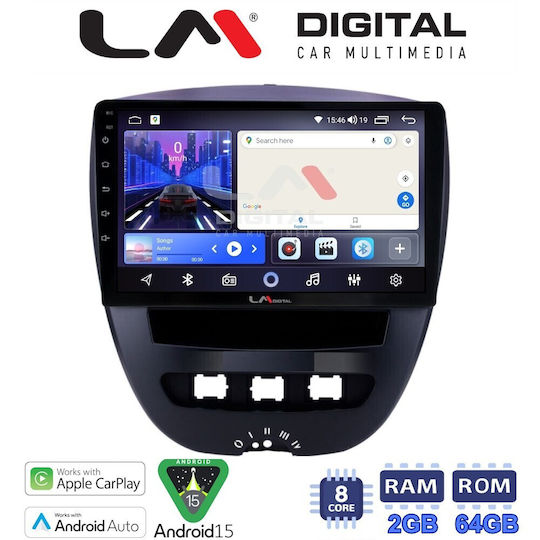 LM Digital Car Audio System for Peugeot 107 Toyota Aygo Citroen C1 2005-2014 Bluetooth USB Wi-Fi GPS Apple CarPlay Android Auto