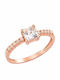 Ioannis Kosmima Single Stone Ring In 9K Rose Gold With Zircon