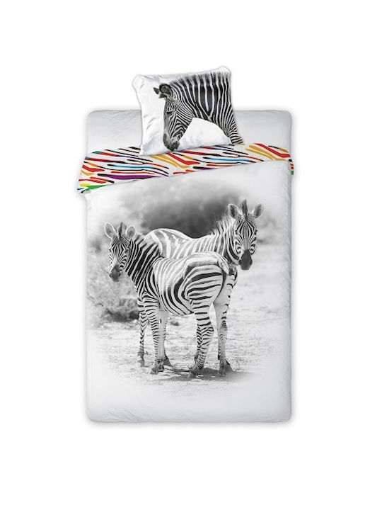 Faro Σετ Παιδική Παπλωματοθήκη Μονή White Black Colorful Stripes