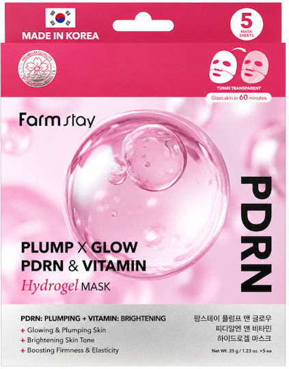 Farm Stay Plump X Glow Pdrn Vitamin Hydrogel Gesichtsmasken 5 Stück