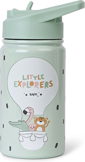 Saro Little Explorers Kinder Trinkflasche Thermos Rostfreier Stahl mit Stroh 350ml