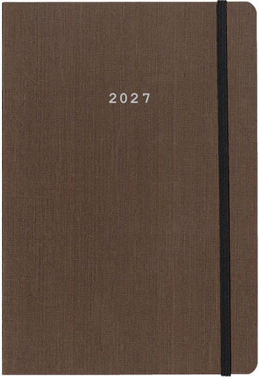 Next Ημερολόγιο 2027 Fabric Εβδομαδιαίο Flexi Καφέ Λάστιχο 14x21εκ