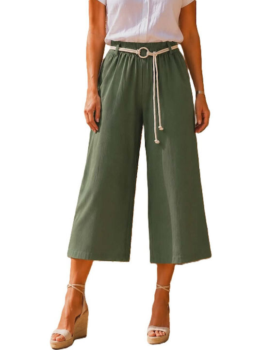 Damen Zip-Culottes mit Gummiband Olive