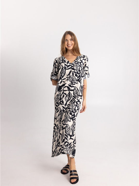 Лятна Maxi Рокля С Цепка Tropical Print