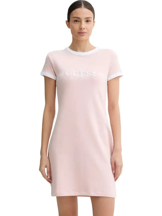 Guess Καλοκαιρινό Mini T-shirt Φόρεμα Πλεκτό Ροζ