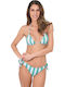 Set Bikini Dreieck Gestreift Hellblau