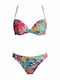 Bikini Set Push Up Brazil Floral Pink Fuchsia Glitter