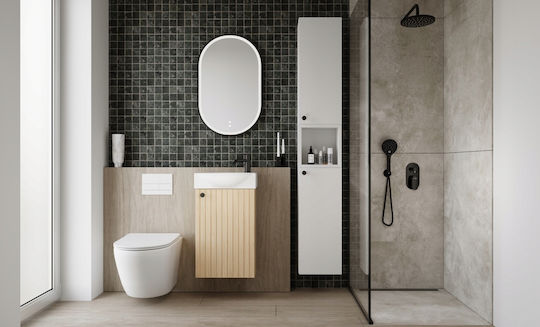 DomoDomo Badezimmer Waschtisch-Einheit M50xB30xH70cm Eiche