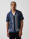 Κοντομάνικο Βαμβακερό Πουκάμισο Ριγέ Vintage Navy Blue