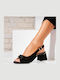 Suede Damen Sandalen Schwarz