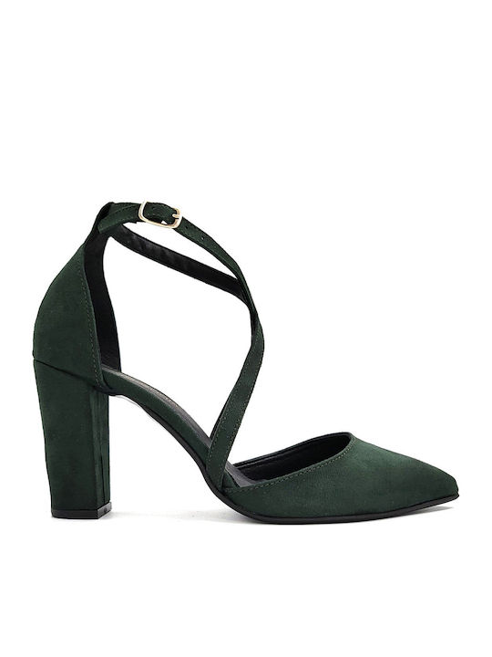 Suede Heels with Strap Green