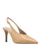 Leder Spitze Zehe Pumps mit Riemen & Hohem Absatz Beige