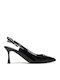 Pointed Toe Heels in Black Patent Leather