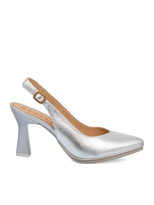 Desiree Leather Silver Heels