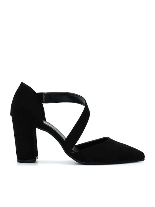 Suede Γόβες με Λουράκι Μαύρες