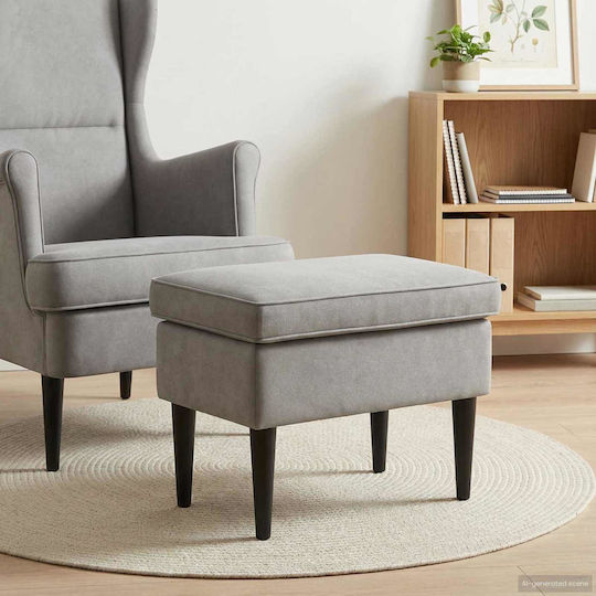 Samt Fußhocker Hellgrau 55x35x41cm