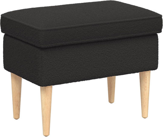 Fabric Upholstered Black Footstool 55x35x41cm