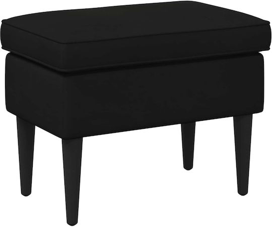 Samt Fußhocker Schwarz 55x35x41cm