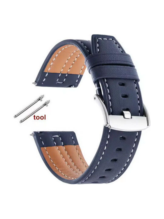 Δερμάτινο Λουράκι Μπλε 22mm