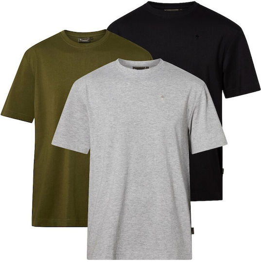 Herren Kurzarm Pinewood T-shirt 3er Pack Farbe Grau Mel Pine Schwarz Größe L