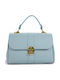 Damen-Ledertasche mit Klappe Light Blue