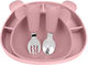 Baby Donkey Feeding Set Made of Silicone with Anti-Slip Base Pink 4pcs