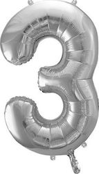 Nummer Folie Jumbo Silber 3 86cm