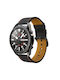 Curea Piele Portocalie Cusături Amazfit Bip 5 46mm Negru