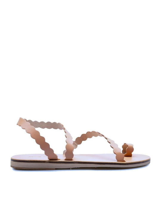 Sofia Manta Leather Women's Flat Sandals Tabac ...