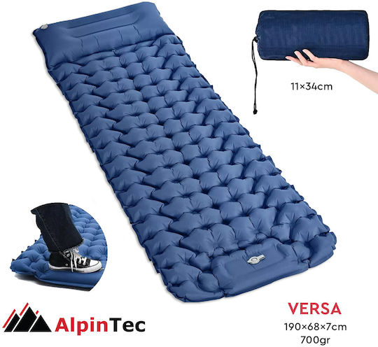 AlpinPro Ημίδιπλο Υπόστρωμα Camping 186x76cm Πάχους 12.5cm Μπλε
