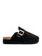 Suede Mules με Τακούνι σε Μαύρο Χρώμα