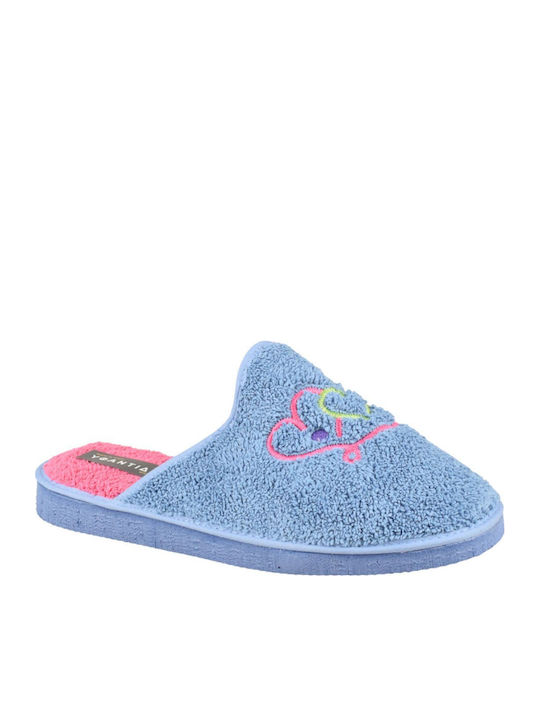 Yfantidis Terry Winter Women's Light Blue Slippers