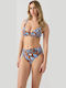 Slip Bikini Inferioare Talie Înaltă Maro-Royal Floral