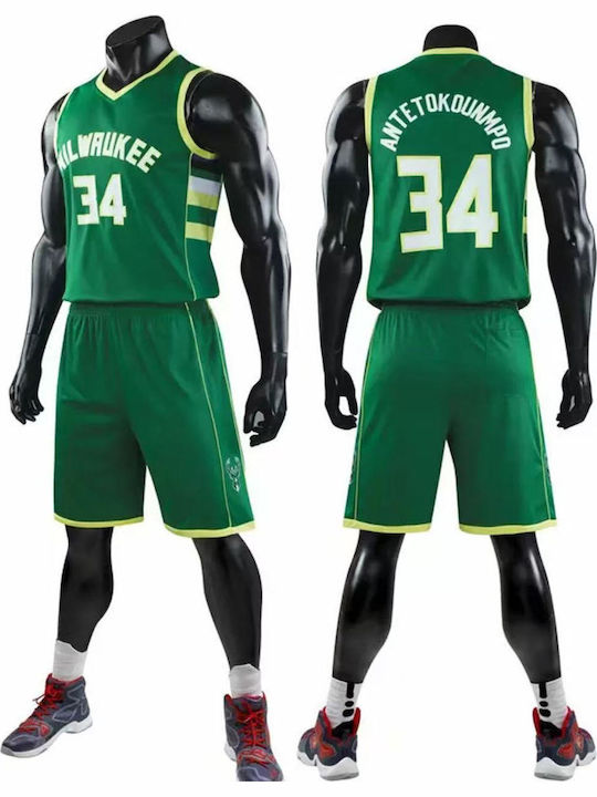 King Ανδρικο Σετ Μπάσκετ Antetokounmpo Green