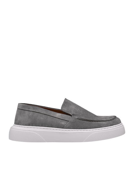 Antonio Shoes Suede Men's Loafers in Gray Colour